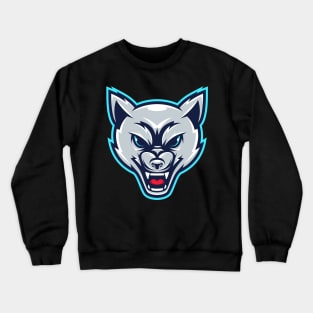 Angry wolf head illustration character Crewneck Sweatshirt